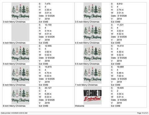 Merry Christmas Trees Embroidery Design – Christmas Tree Machine Embroidery File, Holiday Typography Design Embroidery/Applique DESIGNS PatternFeed8 