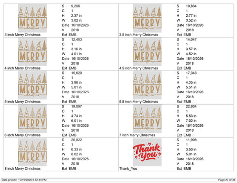 Merry Christmas Trees Embroidery Design – Five Christmas Trees Gold Holiday Typography Machine Embroidery File Embroidery/Applique DESIGNS PatternFeed8 