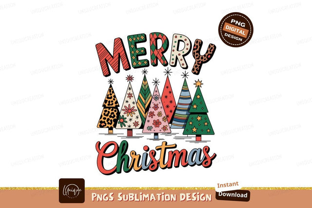 Merry Christmas Trees Festive Design holiday Sublimation Designangry 