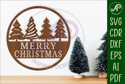 Merry Christmas trees wall sign svg laser cut SVG APInspireddesigns 