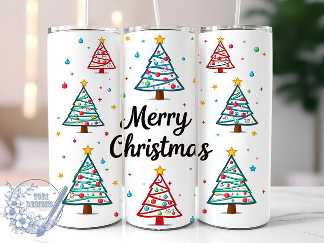 Merry Christmas Tumbler, Christmas Tree Wrap, 20oz Sublimation Design, Holiday Drinkware, Festive Tumbler, Winter Cup Wrap, Cute Christmas Mug Sublimation ToriDesigns 