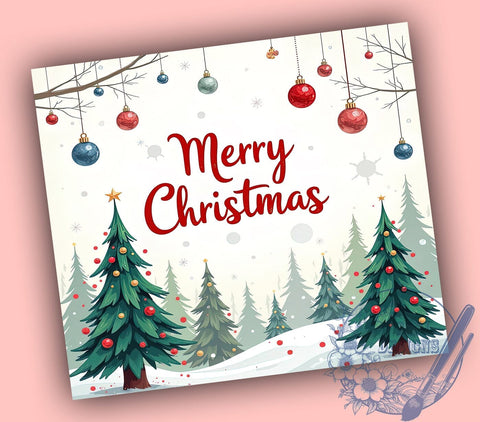 Merry Christmas Tumbler, Christmas Tree Wrap, 20oz Sublimation Design, Holiday Drinkware, Festive Tumbler, Winter Cup Wrap, Cute Christmas Mug Sublimation ToriDesigns 