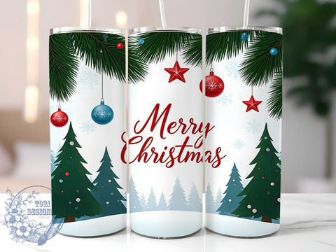Merry Christmas Tumbler, Christmas Tree Wrap, 20oz Sublimation Design, Holiday Drinkware, Festive Tumbler, Winter Cup Wrap, Cute Christmas Mug Sublimation ToriDesigns 