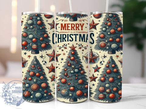 Merry Christmas Tumbler, Christmas Tree Wrap, 20oz Sublimation Design, Holiday Drinkware, Festive Tumbler, Winter Cup Wrap, Cute Christmas Mug Sublimation ToriDesigns 