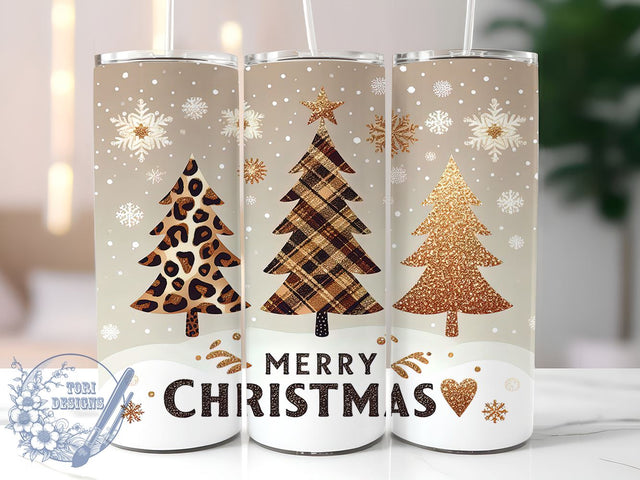 Merry Christmas Tumbler, Leopard Print Snowflake, 20oz Wrap, Sublimation Design, Digital Download, Holiday Decor, Merry Bright Tumbler Sublimation ToriDesigns 