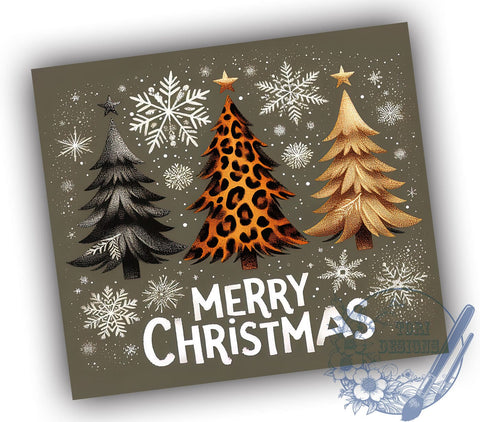 Merry Christmas Tumbler, Leopard Print Snowflake, 20oz Wrap, Sublimation Design, Digital Download, Holiday Decor, Merry Bright Tumbler Sublimation ToriDesigns 