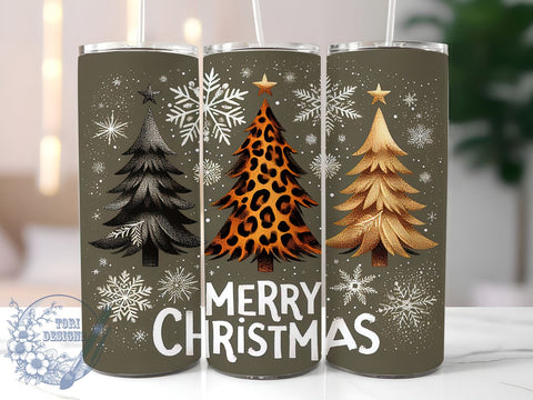 Merry Christmas Tumbler, Leopard Print Snowflake, 20oz Wrap, Sublimation Design, Digital Download, Holiday Decor, Merry Bright Tumbler Sublimation ToriDesigns 