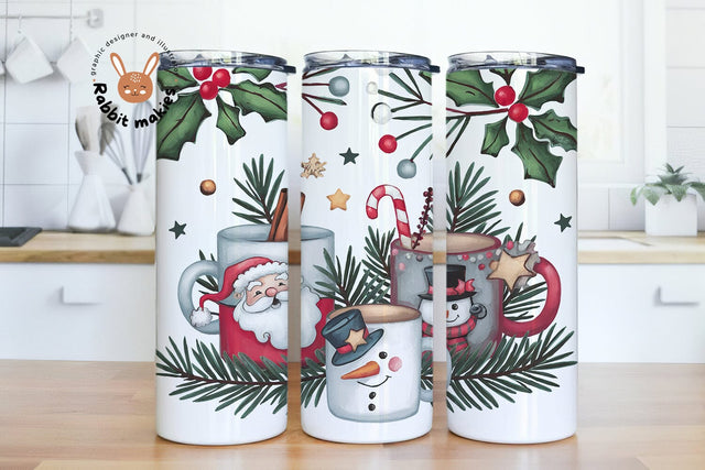 Merry Christmas Tumbler, Santa Claus 20oz Skinny Tumbler Sublimation Designs Sublimation Rabbitmakies 