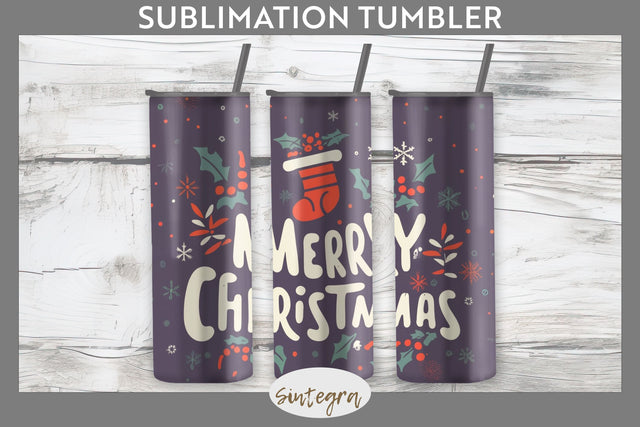 Merry Christmas Tumbler Sublimation 20 oz Skinny Sublimation Sintegra 