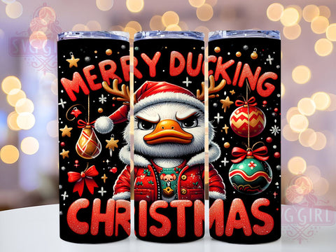 Merry Christmas, Tumbler Wrap, Ducking Christmas, 20 oz Tumbler, PNG Sublimation, Holiday Decor, Funny Christmas, Tumbler Design Sublimation SvggirlplusArt 