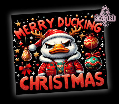 Merry Christmas, Tumbler Wrap, Ducking Christmas, 20 oz Tumbler, PNG Sublimation, Holiday Decor, Funny Christmas, Tumbler Design Sublimation SvggirlplusArt 