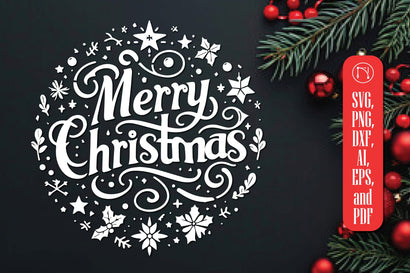 Merry Christmas Typography SVG Cut File SVG MD JOYNAL ABDIN 