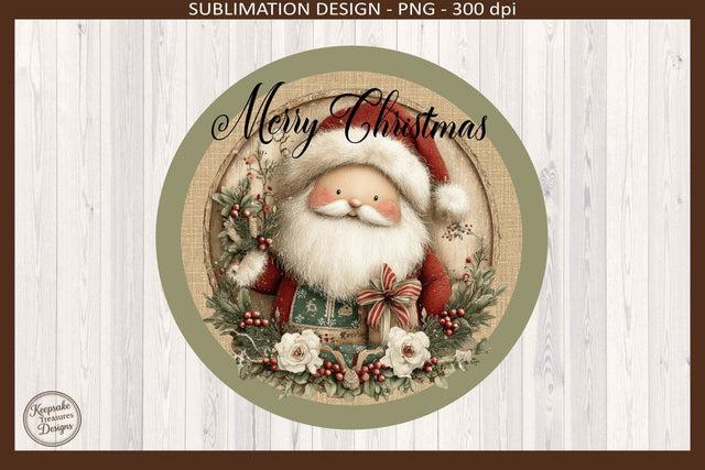 Merry Christmas Vintage Santa Door Sign, Sublimation PNG Holiday Decor, Digital Download Sublimation Keepsake Treasures Designs LLC. 