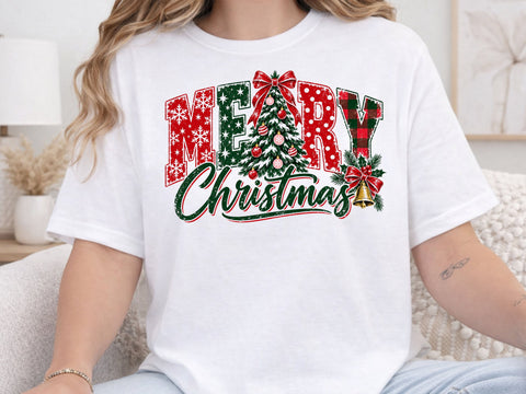 Merry Christmas Vintage Tree Bow PNG Art SVG DesignDestine 