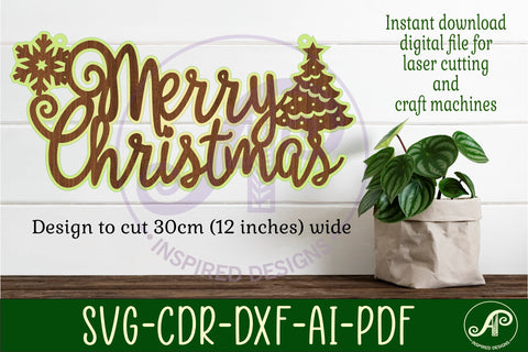 Merry Christmas wall art sign, SVG file. SVG APInspireddesigns 