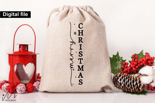 Merry Christmas Wine Bag SVG – Holiday Gift Bag Design SVG Isabella Machell 