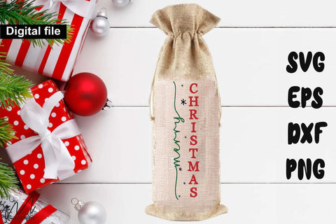 Merry Christmas Wine Bag SVG – Holiday Gift Bag Design SVG Isabella Machell 