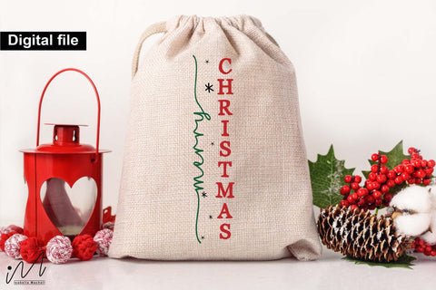 Merry Christmas Wine Bag SVG – Holiday Gift Bag Design SVG Isabella Machell 