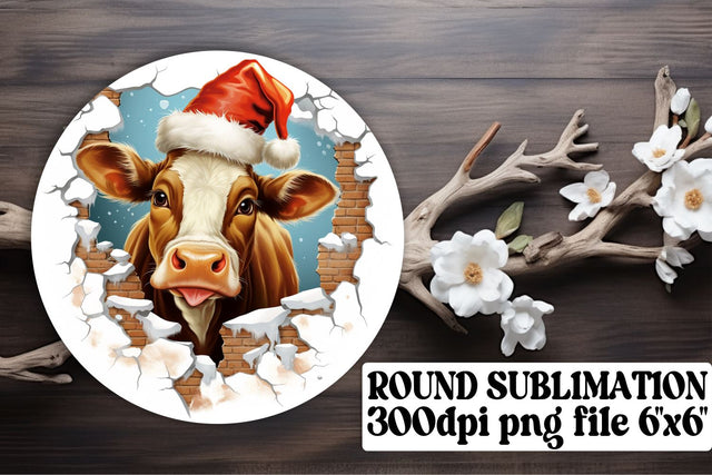 Merry Christmas with Cute Cows - Circle Ornament Fun Sublimation afrosvg 