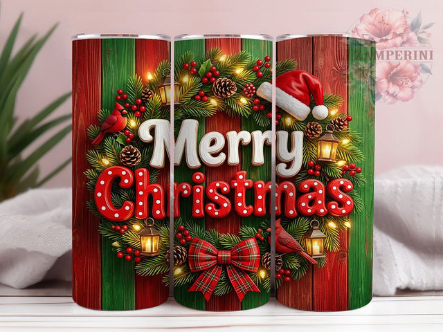 Merry Christmas Wreath 20oz Tumbler, Merry Christmas, Christmas Wreath, Wreath Tumbler, Christmas Wreath PNG, Merry Christmas PNG, Wreath Tumbler PNG, 20oz Tumbler Wrap Sublimation Li Zamperini 