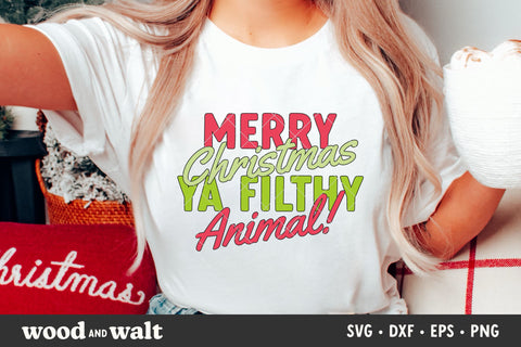 Merry Christmas Ya Filthy Animal SVG | Christmas Movie SVG SVG Wood And Walt 