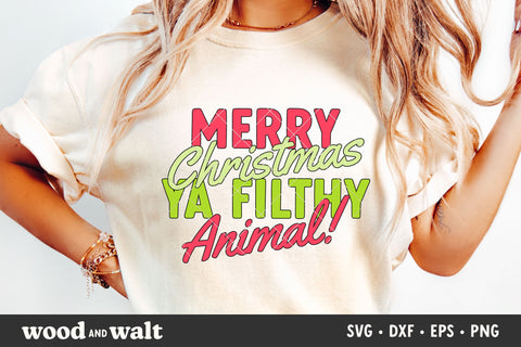 Merry Christmas Ya Filthy Animal SVG | Christmas Movie SVG SVG Wood And Walt 