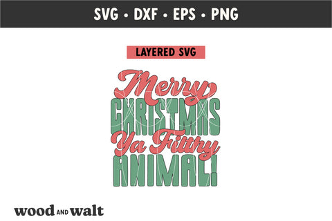 Merry Christmas Ya Filthy Animal SVG | Pink Christmas SVG SVG Wood And Walt 