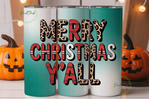 Merry Christmas Y'all 20oz Tumbler Wrap Sublimation PixelChick 