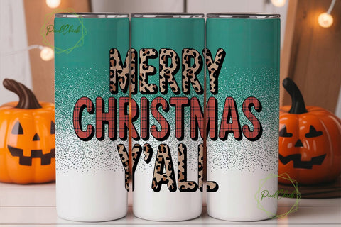 Merry Christmas Y'all 20oz Tumbler Wrap Sublimation PixelChick 