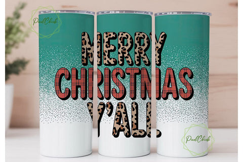 Merry Christmas Y'all 20oz Tumbler Wrap Sublimation PixelChick 