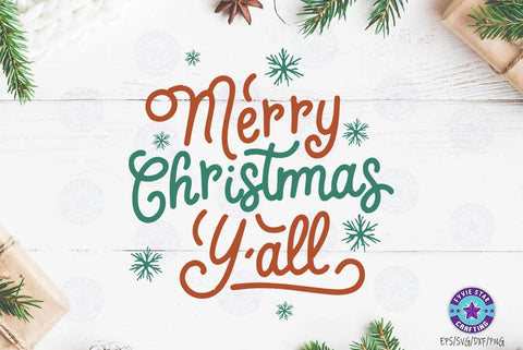 Merry Christmas y'all. Christmas Quote SVG Design, Christmas Sublimation SVG FiveStarCrafting 