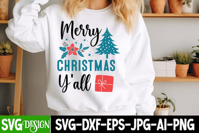 Merry Christmas Y’all SVG Design,Merry Christmas Y’all Sublimation Design,SVG Design , Christmas SVG Design,Christmas svg Cut File,Christmas svg bundle,Christmas svg design,Christmas t-Shirt Design SVG BlackCatsMedia 