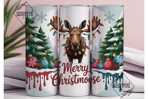Merry Christmoose 20oz Tumbler Wrap Sublimation sassyprint 