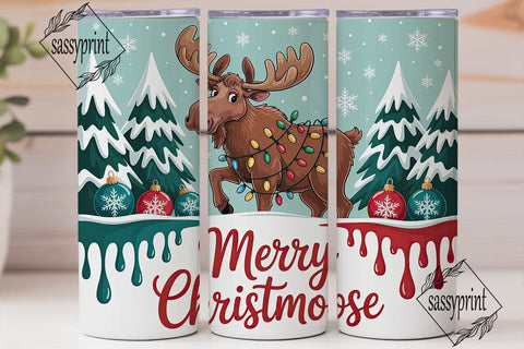 Merry Christmoose 20oz Tumbler Wrap Sublimation sassyprint 