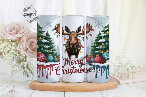 Merry Christmoose 20oz Tumbler Wrap Sublimation sassyprint 