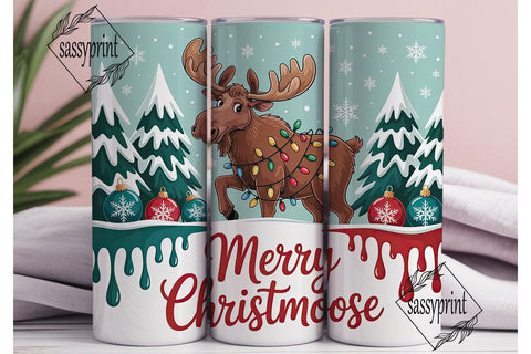 Merry Christmoose 20oz Tumbler Wrap Sublimation sassyprint 