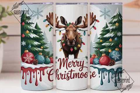 Merry Christmoose 20oz Tumbler Wrap Sublimation sassyprint 