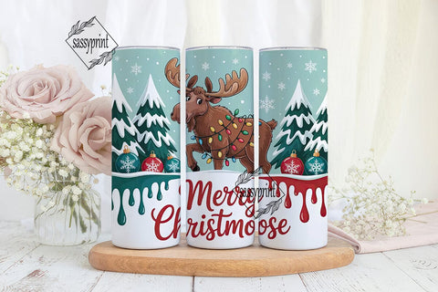 Merry Christmoose 20oz Tumbler Wrap Sublimation sassyprint 