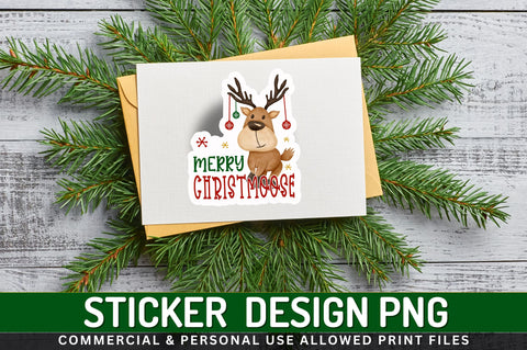 Merry christmoose Sticker Design Sublimation Regulrcrative 