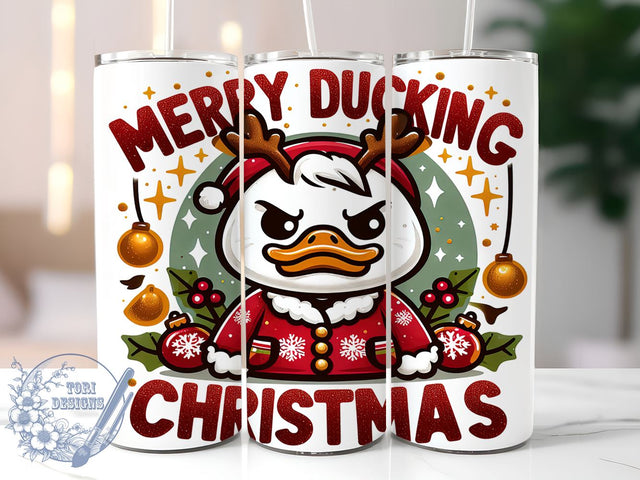 Merry Ducking Christmas, Sarcastic Duck, Tumbler Design, Sublimation PNG, 20 oz Tumbler, Funny Christmas Gift, Holiday Drinkware, Quirky Holiday Decor Sublimation ToriDesigns 