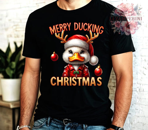 Merry Ducking, Funny Christmas, Holiday PNG, Sublimation Art, Duck Lover Gift, Christmas Humor, Festive Decor, Quirky Design Sublimation Li Zamperini 
