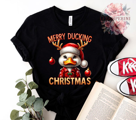 Merry Ducking, Funny Christmas, Holiday PNG, Sublimation Art, Duck Lover Gift, Christmas Humor, Festive Decor, Quirky Design Sublimation Li Zamperini 
