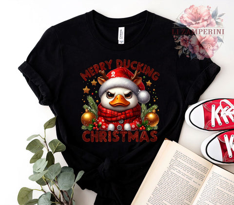 Merry Ducking, Funny Christmas, Holiday PNG, Sublimation Art, Duck Lover Gift, Christmas Humor, Festive Decor, Quirky Design Sublimation Li Zamperini 