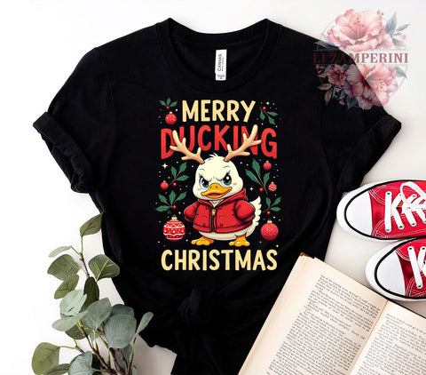 Merry Ducking, Funny Christmas, Holiday PNG, Sublimation Art, Duck Lover Gift, Christmas Humor, Festive Decor, Quirky Design Sublimation Li Zamperini 