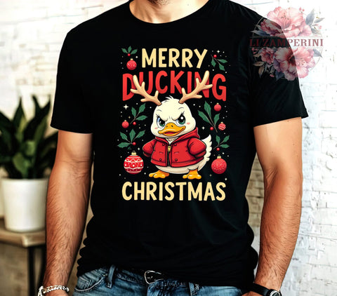 Merry Ducking, Funny Christmas, Holiday PNG, Sublimation Art, Duck Lover Gift, Christmas Humor, Festive Decor, Quirky Design Sublimation Li Zamperini 