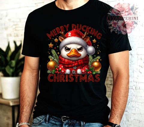 Merry Ducking, Funny Christmas, Holiday PNG, Sublimation Art, Duck Lover Gift, Christmas Humor, Festive Decor, Quirky Design Sublimation Li Zamperini 