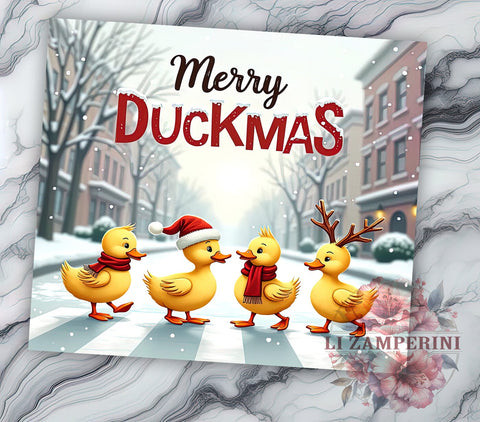 Merry Ducksmas, Festive Ducks, Santa Hats Tumbler, Christmas Tumbler, Sublimation Design, Cute Ducks, Holiday Decor Sublimation Li Zamperini 