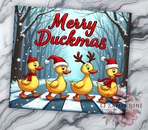Merry Ducksmas, Festive Ducks, Santa Hats Tumbler, Christmas Tumbler, Sublimation Design, Cute Ducks, Holiday Decor Sublimation Li Zamperini 
