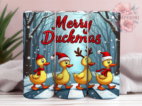 Merry Ducksmas, Festive Ducks, Santa Hats Tumbler, Christmas Tumbler, Sublimation Design, Cute Ducks, Holiday Decor Sublimation Li Zamperini 