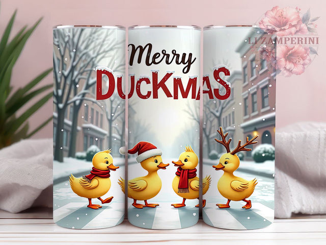 Merry Ducksmas, Festive Ducks, Santa Hats Tumbler, Christmas Tumbler, Sublimation Design, Cute Ducks, Holiday Decor Sublimation Li Zamperini 